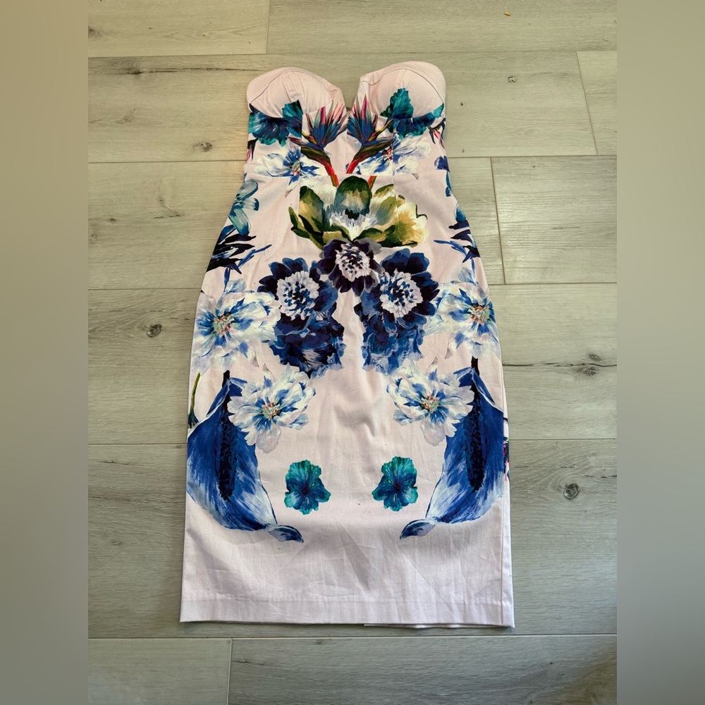 ASOS Floral Print Strapless Cocktail Dress
